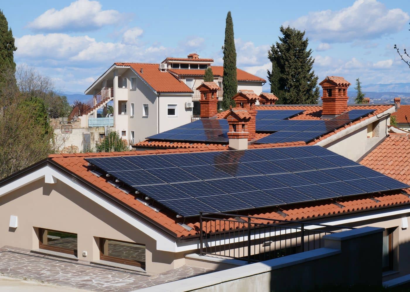 Suburban homes with rooftop solar