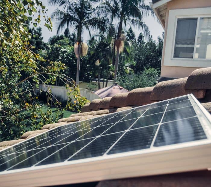 Rooftop solar panels close up